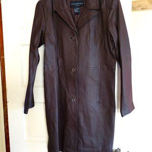 Centigrade Brown Leather washable medium full length coat